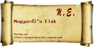 Mogyorós Elek névjegykártya